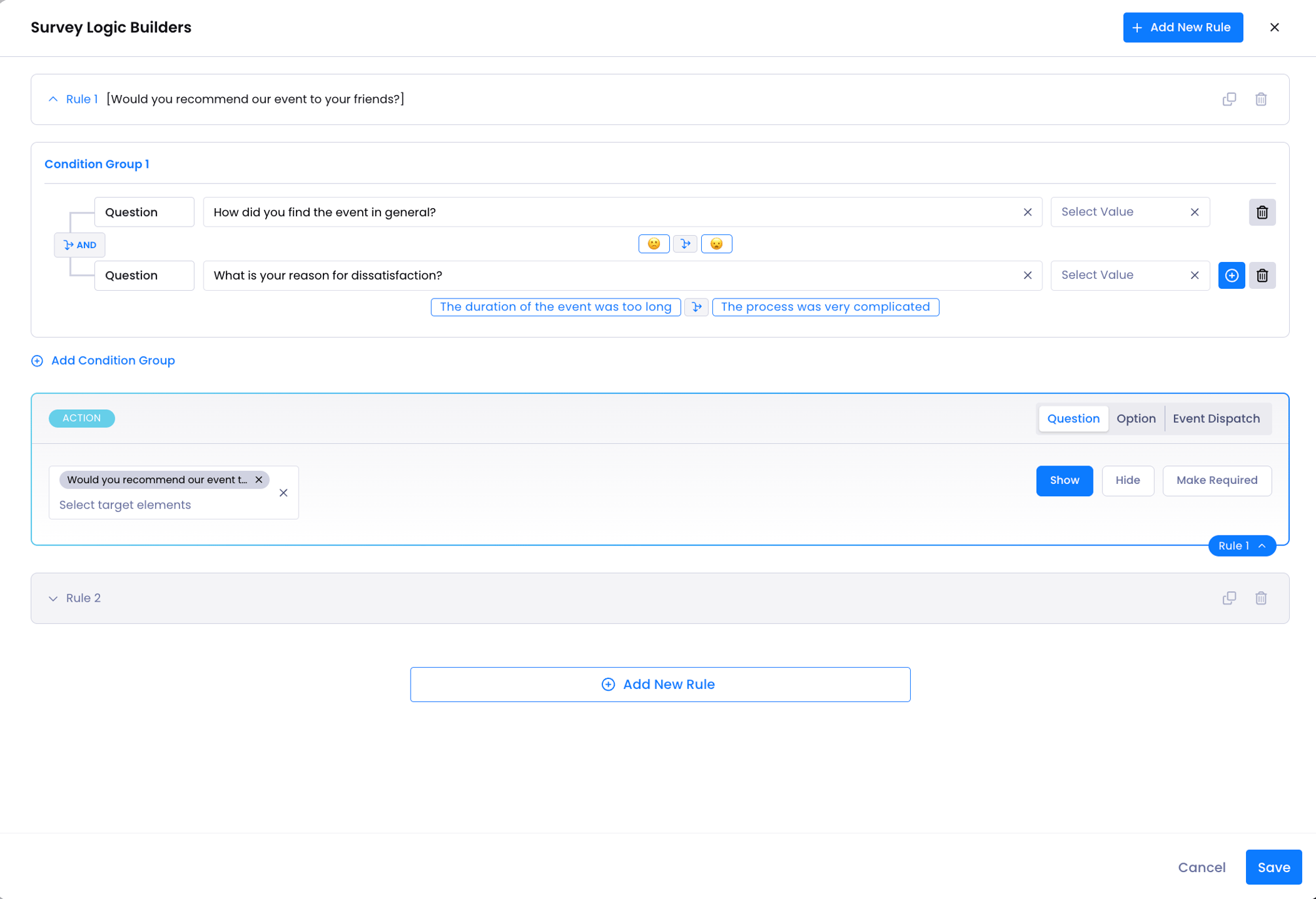 Using Advanced Survey Logic Builder