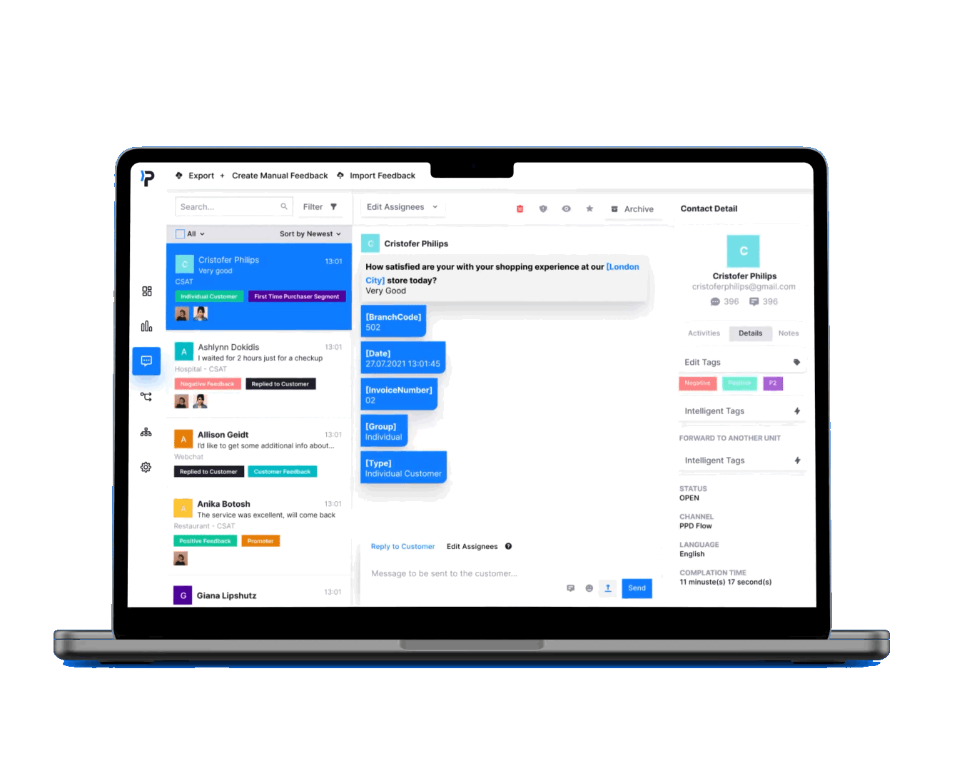 Pisano Inbox Screen Mockup