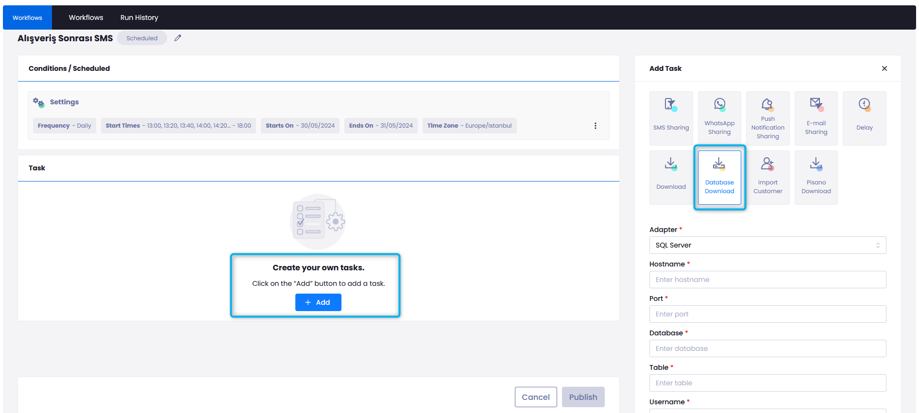Connecting to a Database with Workflow
