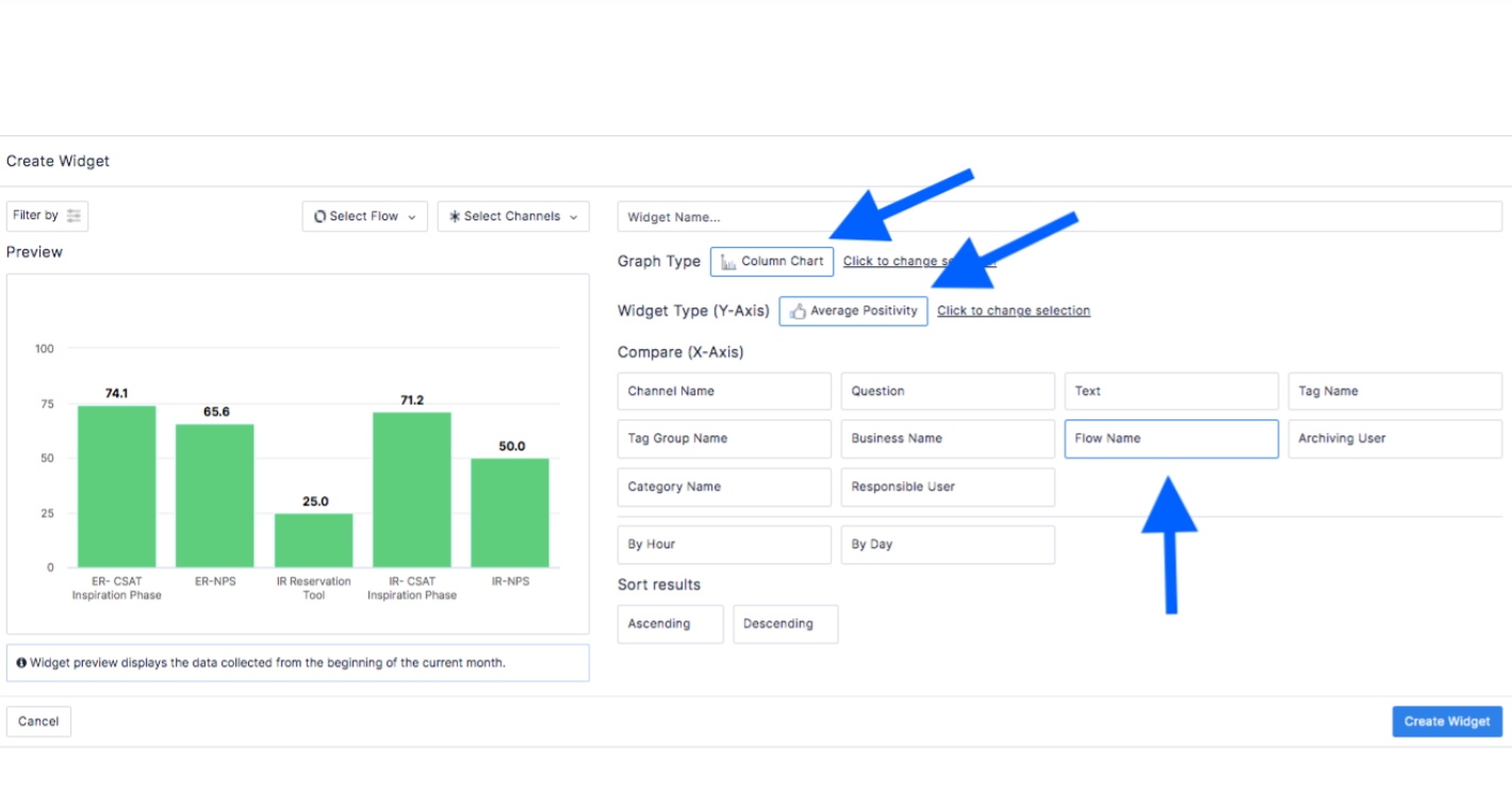 How to Create a Widget for CSAT of Different Flows?